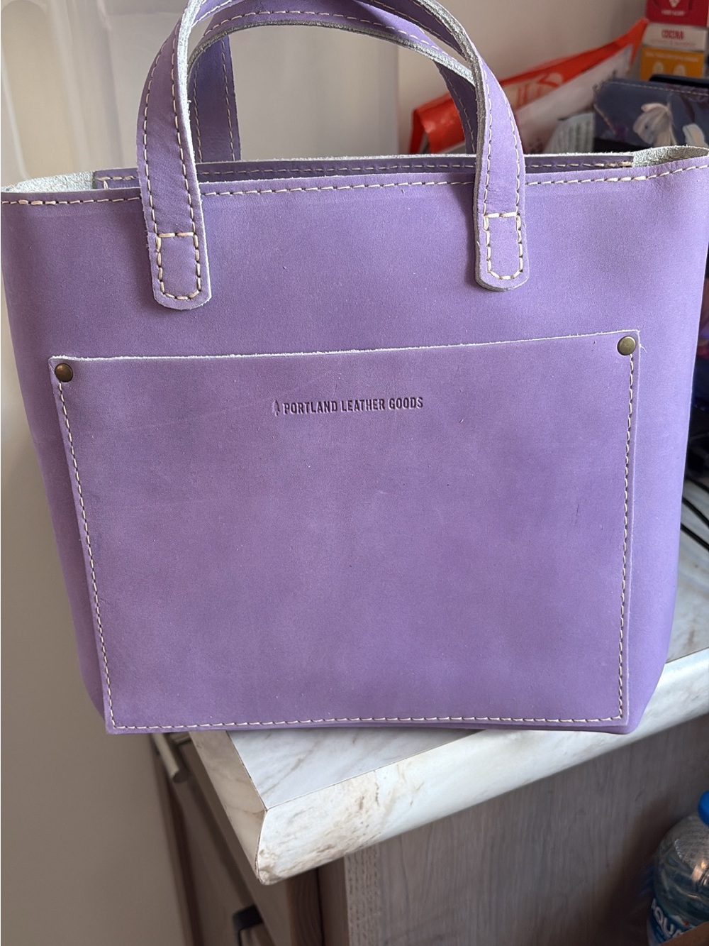 Portland Leather goods chalk mini Crossbody with zipper. Brand new. Lavender.